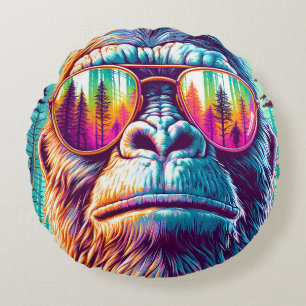 Cool Bigfoot i snygga solglasögon Rund Kudde