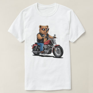 Cool Biker Bear on Bobber Motorcycle T Shirt