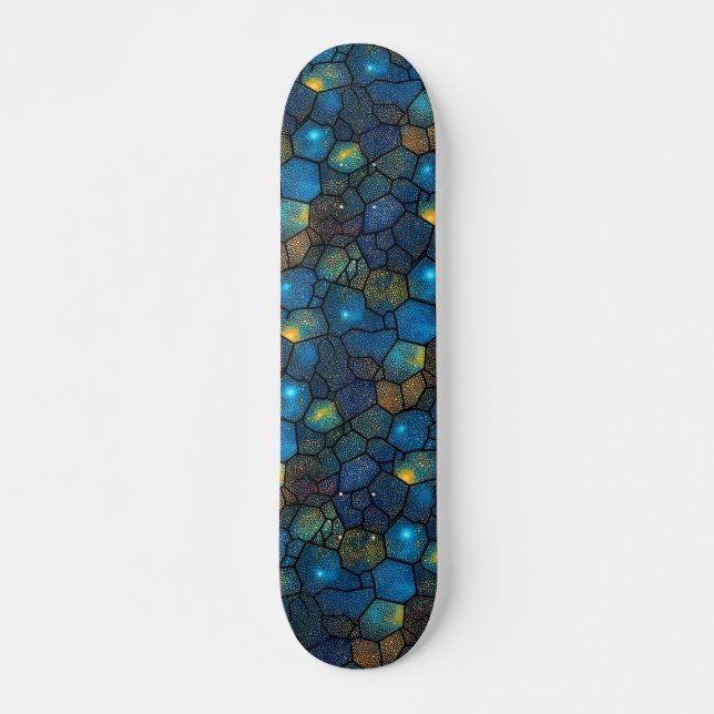 Cool blå cellulär färgrik prickig form mönster mini skateboard bräda 18,5 cm (Framsida)