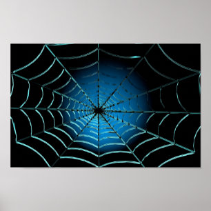 Cool Blå Spindelnät Poster