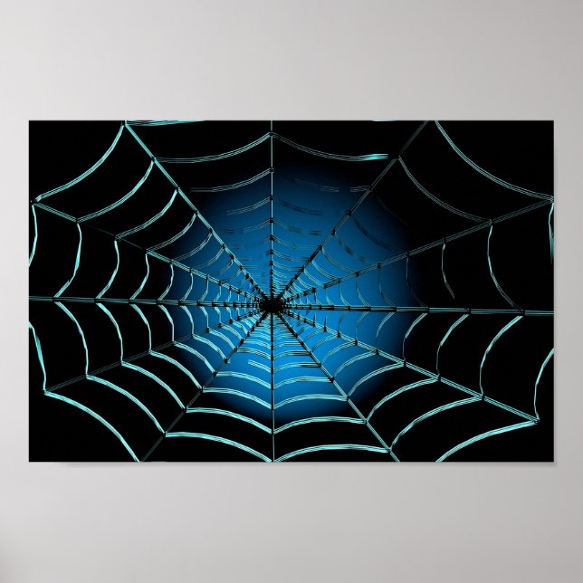 Cool Blå Spindelnät Poster (Framsidan)