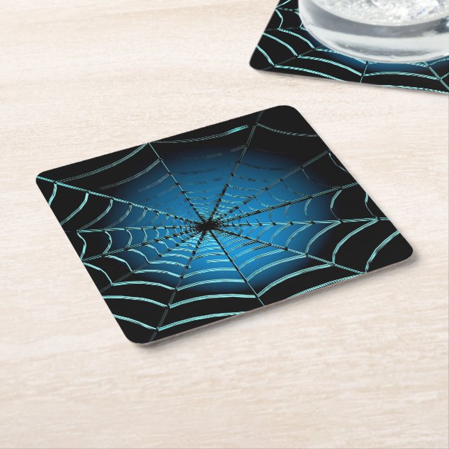 Cool Blå Spindelnät Underlägg Papper Kvadrat (Vinklad)