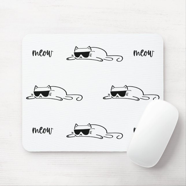 Cool Black and White Cat with Sunglasses Musmatta (Med mus)