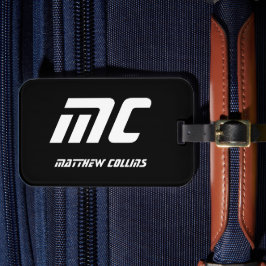 Cool Black and White Personalized Sport Monogram Bagagebricka