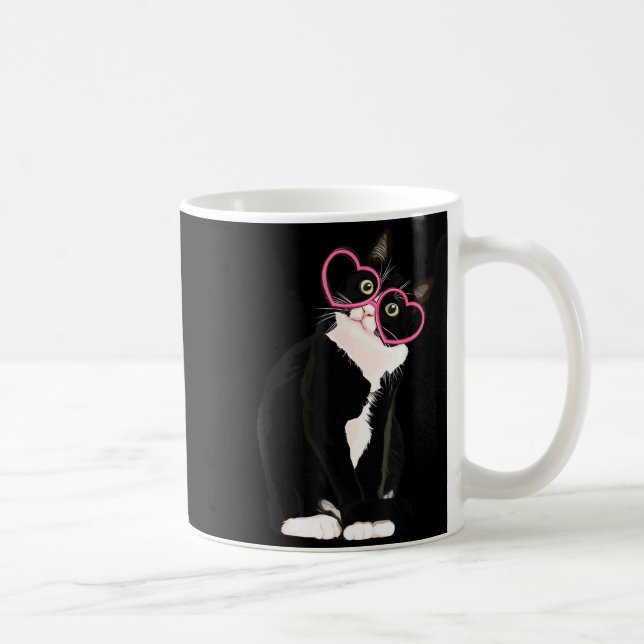 Cool Black Cat Kitten Red Heart Gles Happy Valenti Kaffemugg (Höger)