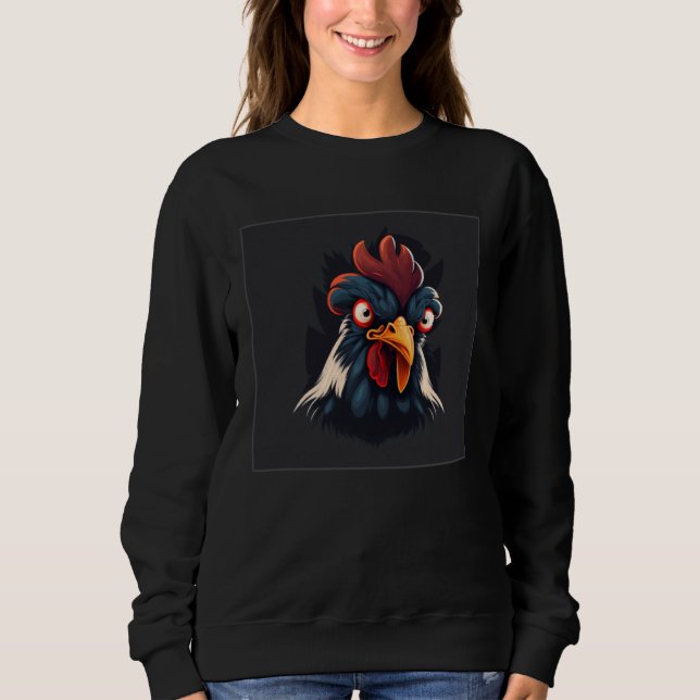 Cool Black Chicken Illustration Rooster Minimal Wo T Shirt (Framsida)