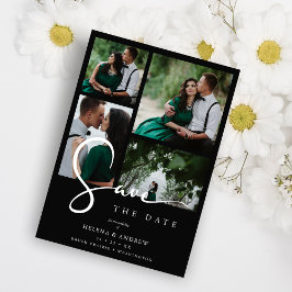 Cool Black & White Trend 4 Multi Photos Collage QR Spara Datumet