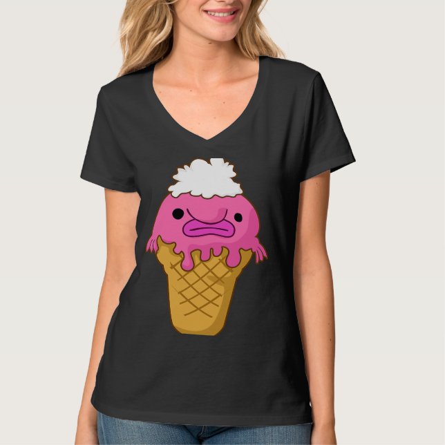 Cool Blobfish   Blobfish Ice Cream For Boys Girls T Shirt (Framsida)