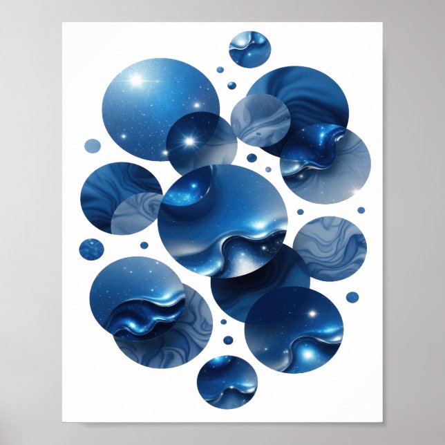 Cool Blue BLUE STARS Print Poster (Framsidan)