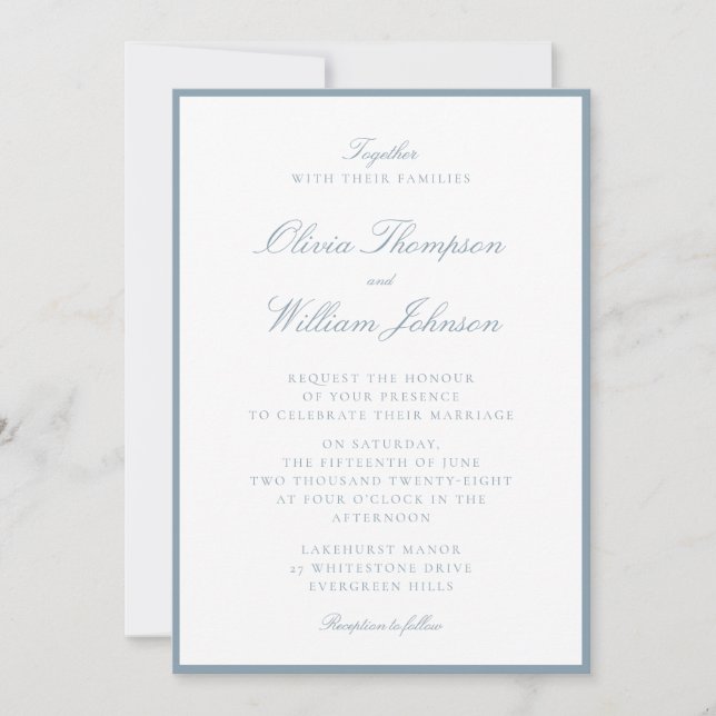 Cool Blue Framed Wedding Invitation Inbjudningar (Framsida)