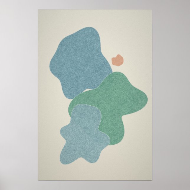 Cool Blue & Jade Abstrakt Väggkonst Poster (Framsidan)