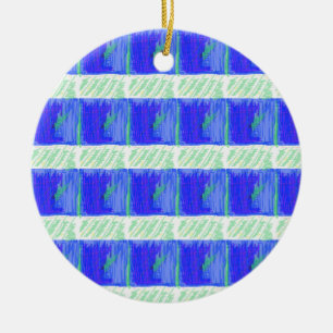 Cool Blue Marin Abstrakt Julgransprydnad Keramik