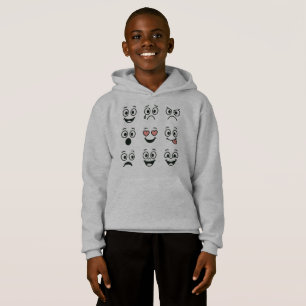 Cool Blue Monster Faces Pattern Pojkarnas Hoodie - T Shirt