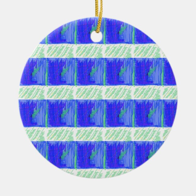 Cool Blue Nautical Abstract  Julgransprydnad Keramik (Framsidan)
