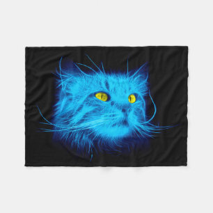Cool Blue Neon Kattkonst - Glödande Djurdiskho Fleecefilt