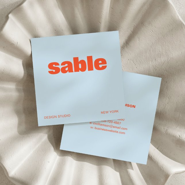 Cool Blue Orange Modern Aesthetic Bold Square Fyrkantigt Visitkort (Skapare uppladdad)