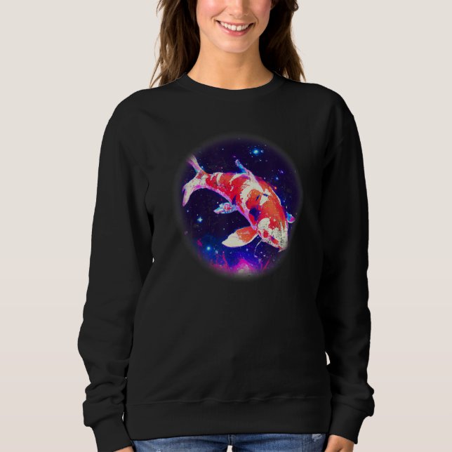 Cool blue purple Night Asian koi fish, Japanese ca T Shirt (Framsida)