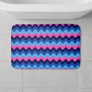 Cool Blue Rosa Chevron Mönster Liten Baddrukmatta Badrumsmatta