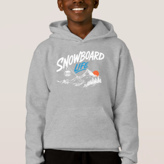 Cool Blue Snowboard Life Mountain Sunset Typografi T Shirt