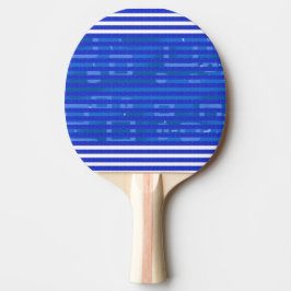 Cool Blue White Geometric Stripes Pingisracket