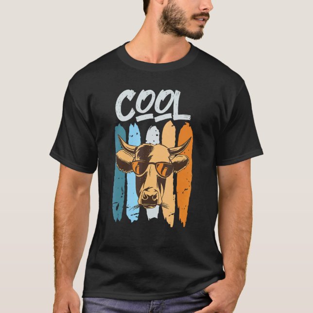 Cool bonde  Ko nötkreatur avelsgård T Shirt (Framsida)