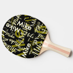Cool bordtennisracket med namn svart
