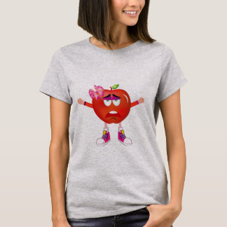 Cool Bored Red Apple Girl Cartoon Shirt T