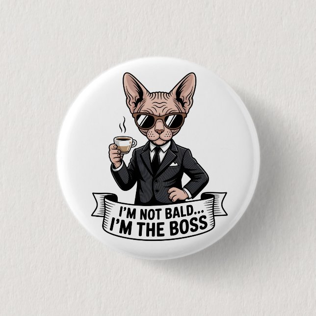 Cool Boss Sphynx Cat Coffee Art Knapp (Framsida)