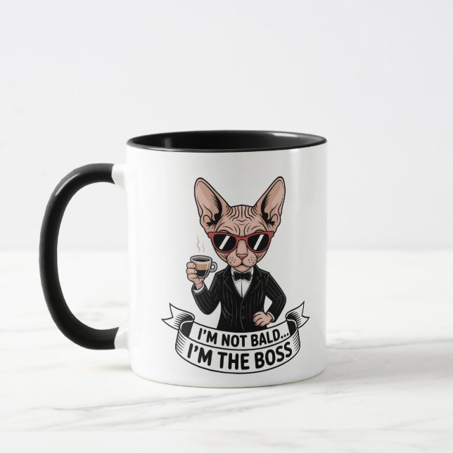 Cool Boss Sphynx Cat Coffee Art Mugg (Vänster)