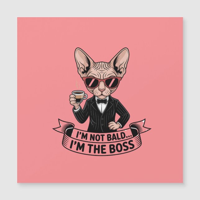 Cool Boss Sphynx Katt Kaffe Konst (Framsida)