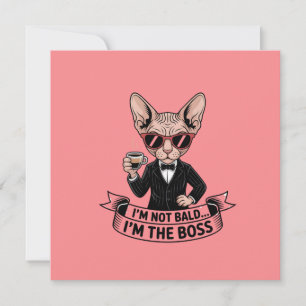 Cool Boss Sphynx Katt Kaffe Konst Julkort