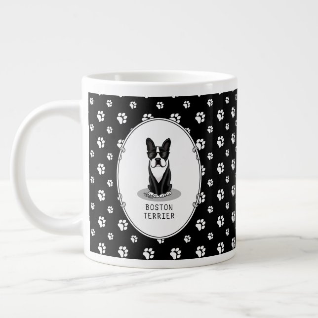 Cool Boston Terrier Dog (black) with Sunglasses Jumbo Mugg (Vänster)