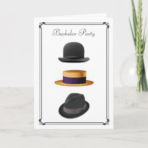 Cool Bowler Strå Fedora Hatt #2 Svärmningsparty Inbjudan