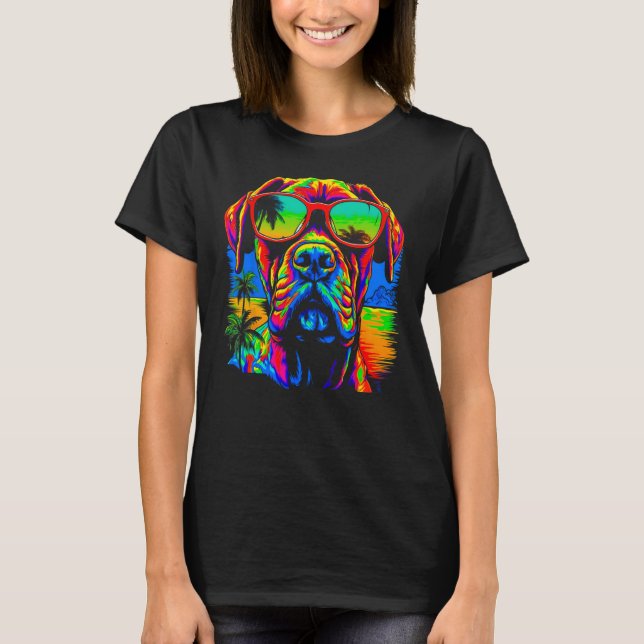 Cool Boxer Dog Pop Art T Shirt (Framsida)