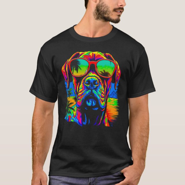 Cool Boxer Dog Pop Art T Shirt (Framsida)