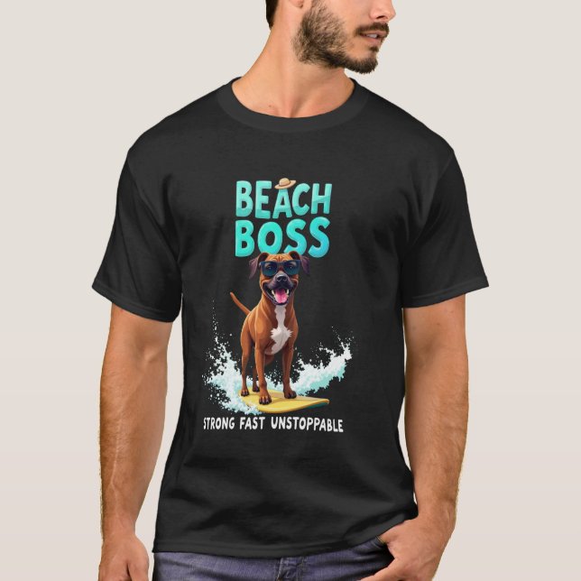 Cool Boxer Surfar Hund T Shirt (Framsida)