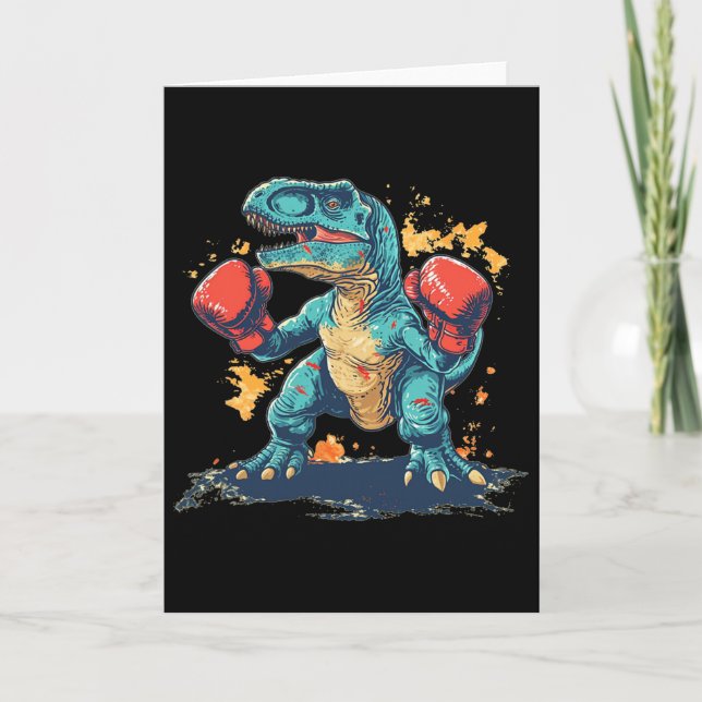Cool Boxing Gloves With Dinosaur  Kort (Framsida)