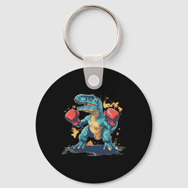 Cool Boxing Gloves With Dinosaur  Nyckelring (Framsida)