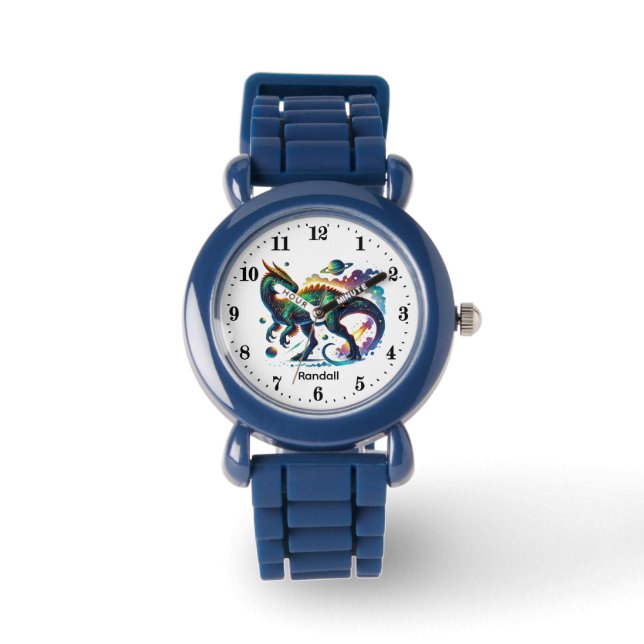 Cool Boys Cosmic Dinosaur add name  Armbandsur (Framsida)