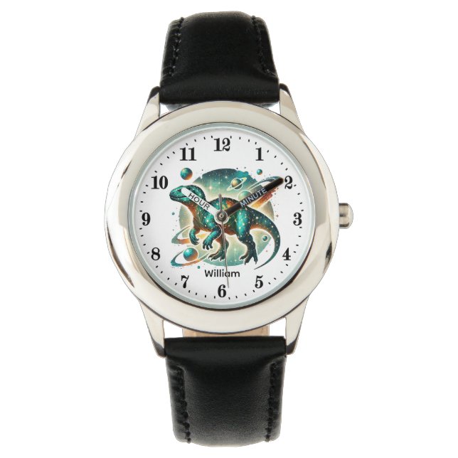 Cool Boys Cosmic Dinosaur add name Armbandsur (Framsida)