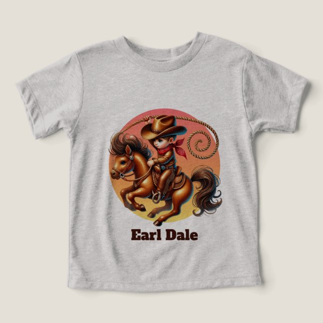 Cool boys cowboy customizable  t shirt (Design Framsida)