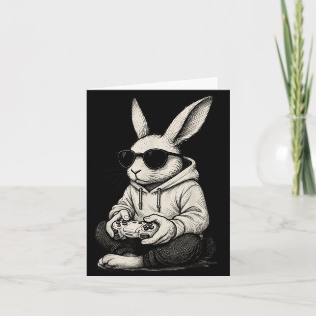 Cool Boys Easter Bunny Gamer Video Game Kort (Framsida)