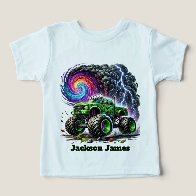 Cool boys monster truck customizable  t shirt (Design Framsida)
