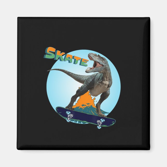 Cool Boys Skateboarding T Rex Dinosaur Skateboard  Magnet (Framsidan)