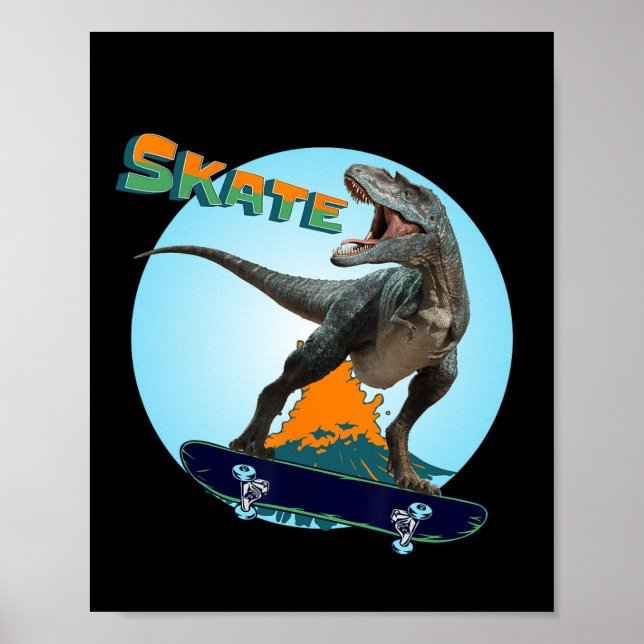 Cool Boys Skateboarding T Rex Dinosaur Skateboard  Poster (Framsidan)