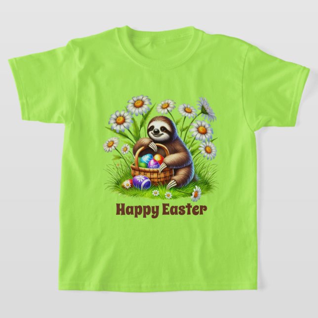 Cool boys sloth Easter customizable T Shirt (Laydown)