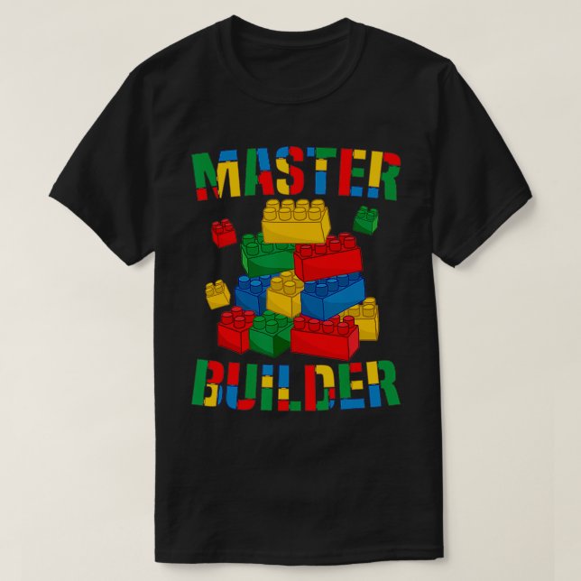 Cool Brick Master Builder Funny Building Blocks Ki T Shirt (Design framsida)