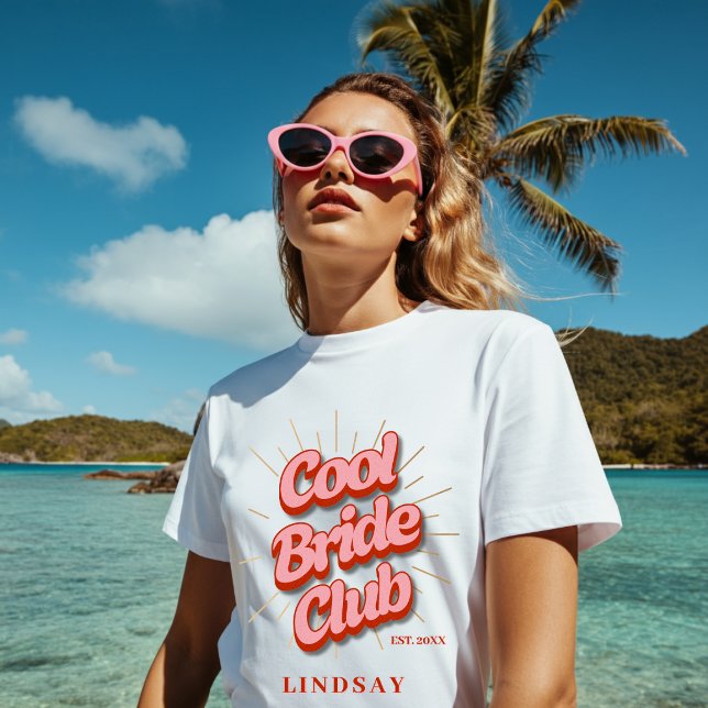 Cool Bride Club Retro Sängkammare T Shirt (Cool Bride Club Retro Bachelorette T-Shirt)