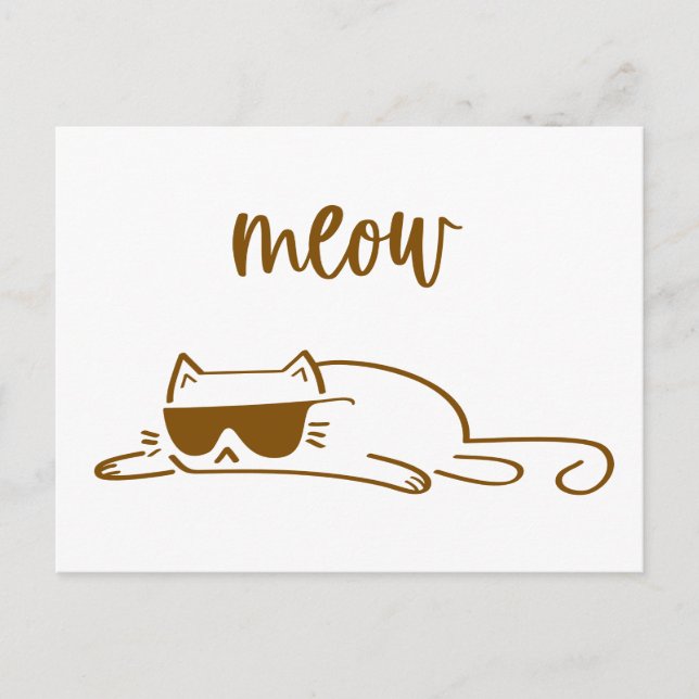 Cool brown meow cat with sunglasses vykort (Framsida)