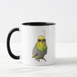 Cool Budgie in Grey Sweater and Sunglasses Illustr Mugg